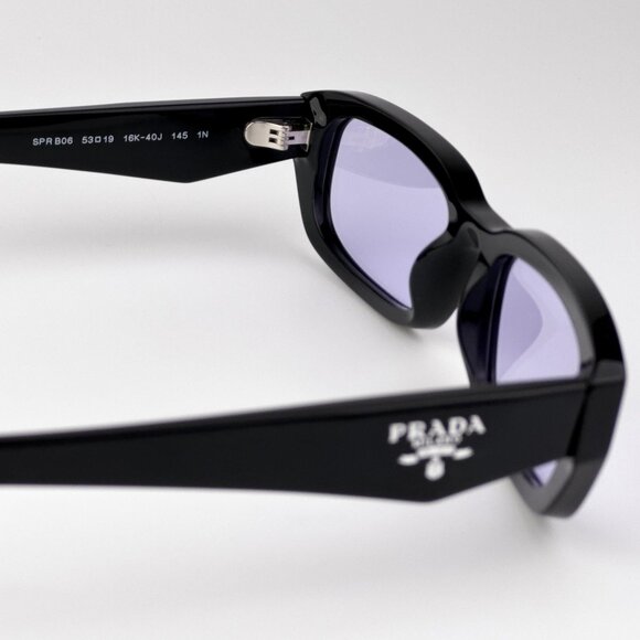 Prada PRB06S Rectangle Sunglasses – Black Frame Violet Lenses | Model 16K40J - Picture 8 of 9